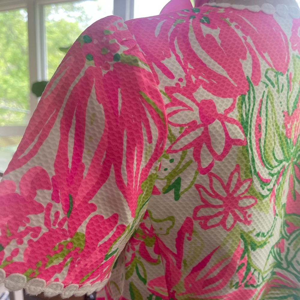 Lilly Pulitzer Maisie stretch dress Pink and Green Lace accent size 6 excellent - Picture 5 of 6